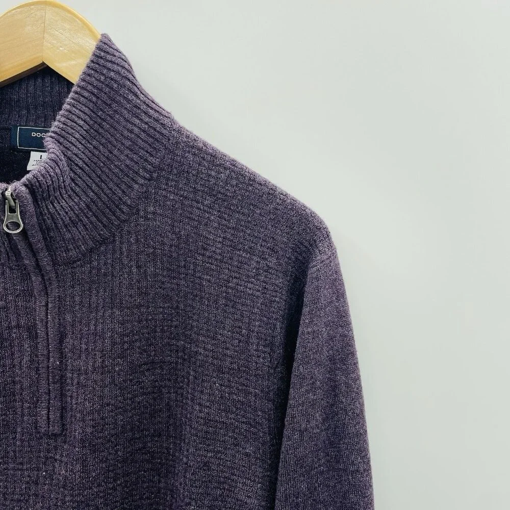 Dockers Mens Size Large 1/4 Zip Mock‎ Neck Soft Knit Pullover Sweater in Purple